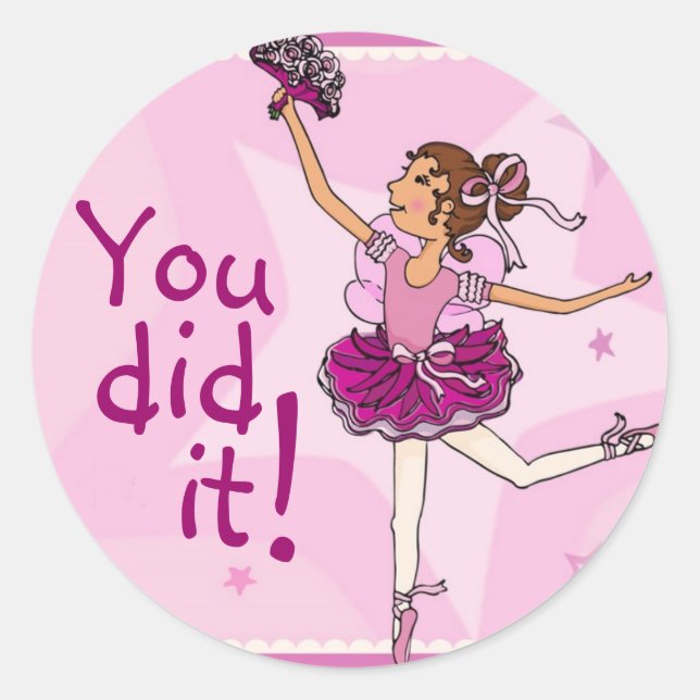 Redonda Ballerina elegante bailarina pegatina brunette/ros (Anverso)