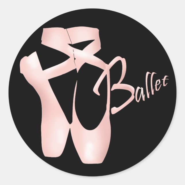 Redonda Ballet Ballerina Pink Pointe Shoes Pegatina (Anverso)