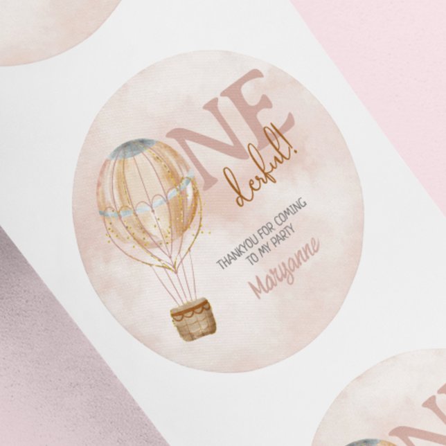 Redonda Balón de aire caliente Primer cumpleaños Pegatina  (Subido por el creador)