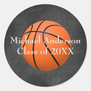 Redonda Baloncesto en Chalkboard - Pegatina de graduación