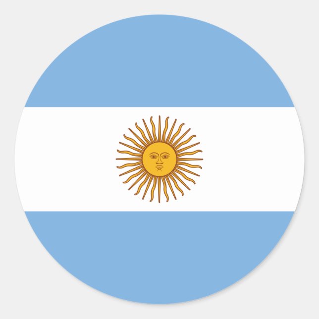 Redonda Bandera de Argentina Pegatina (Anverso)