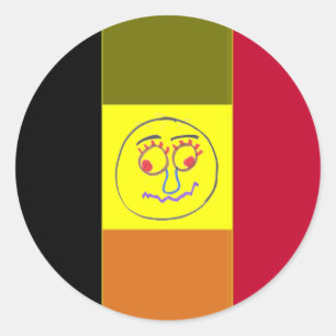 Redonda Bandera De Bélgica Pegatina De Cara Graciosa De Ra