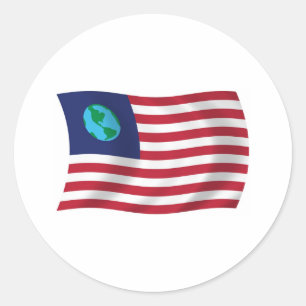 Redonda Bandera de Estados Unidos de la Tierra Pegatina