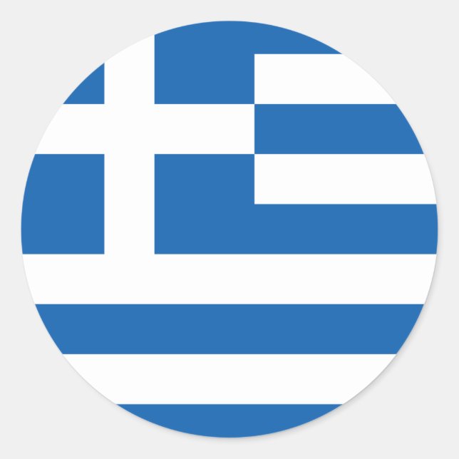 Redonda Bandera de Grecia Pegatina (círculo) (Anverso)