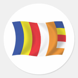 Redonda Bandera de la religión budista Pegatina