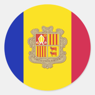 Redonda Bandera del pegatina de Andorra