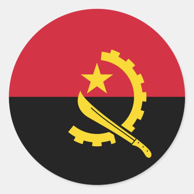 Redonda Bandera del Pegatina de Angola (Anverso)