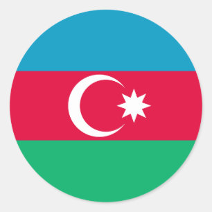 Redonda Bandera del pegatina de Azerbaijan