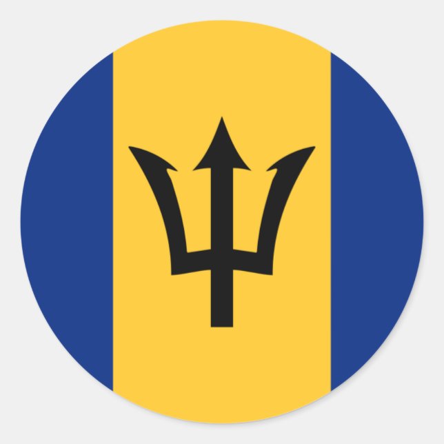 Redonda Bandera del Pegatina de Barbados (Anverso)