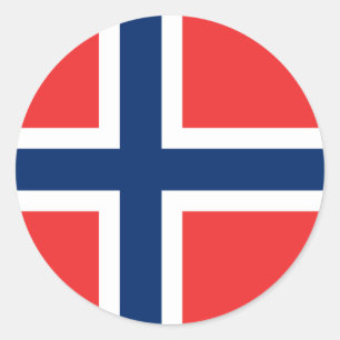 Redonda Bandera del Pegatina de Noruega