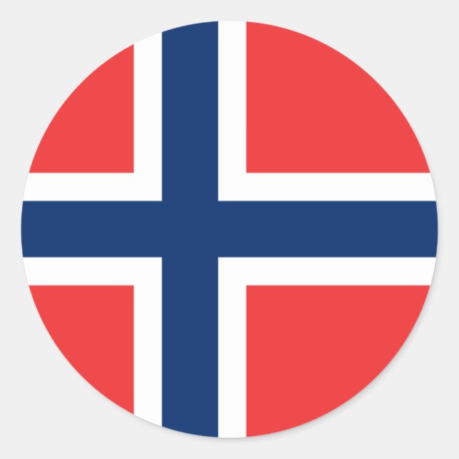 Redonda Bandera del Pegatina de Noruega (Anverso)