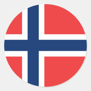 Redonda Bandera del Pegatina de Noruega (Círculo)