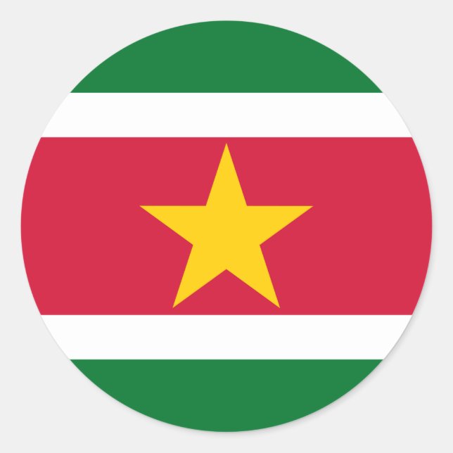 Redonda Bandera del Pegatina de Surinam (Anverso)