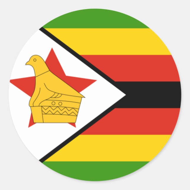 Redonda Bandera del Pegatina de Zimbabue (Anverso)