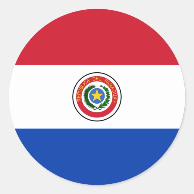 Redonda Bandera del Pegatina Paraguay (Anverso)