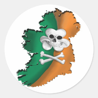 REDONDA BANDERA IRLANDESA. PEGATINA DE BANDERA PIRATA DE S
