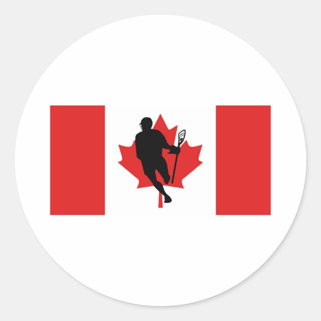 Redonda Bandera Lacrosse IRockCanada Pegatina (Anverso)
