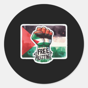 Redonda Bandera Palestina Libre Y Pegatina De Acuarela De 