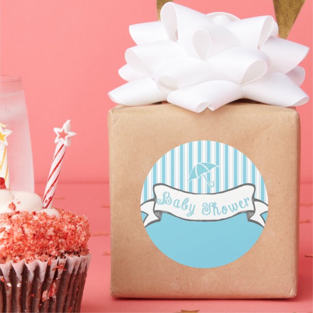 Redonda Banner de color blanco bebé Pegatina ducha (Fiesta)