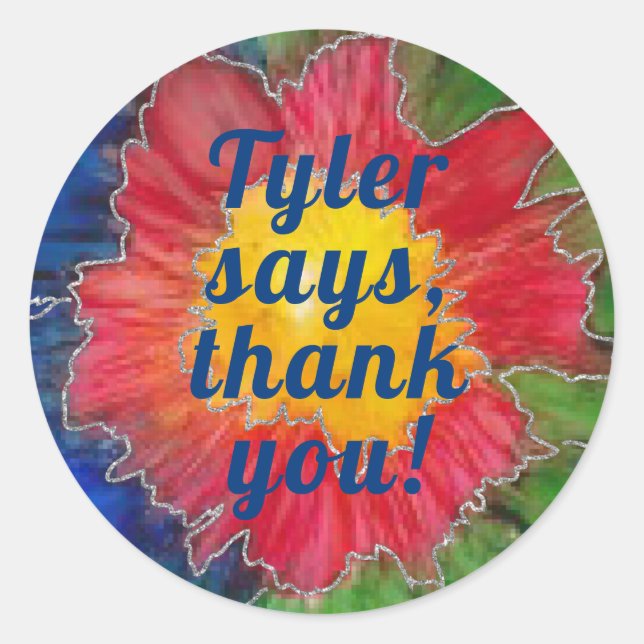 Redonda Bar Bat Mitzvah Pegatina Ronda Elegantes Tintas Fl (Anverso)