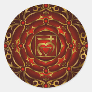 Redonda Base Chakra Mandala Pegatina por Rachel C. Bemis