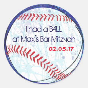 Redonda BASEBALL CRAZE Bar Bat Mitzvah Gift Pegatina