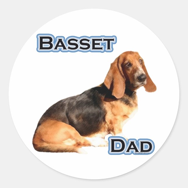 Redonda Basset Hound Dad 4 - Pegatina (Anverso)