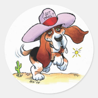Redonda ¿Basset tiene Drool? Pegatina grande