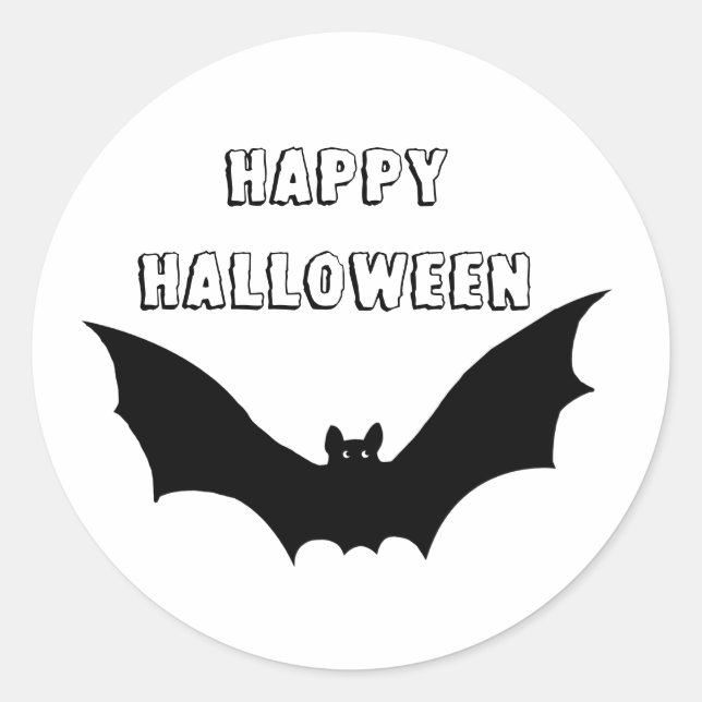 Redonda Bat Happy Halloween Classic Round Pegatina (Anverso)