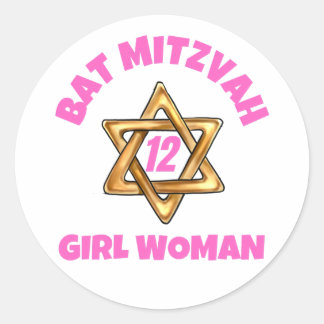 Redonda Bat Mitzvah Classic Round Pegatina