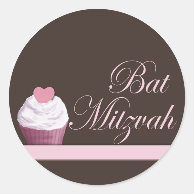 Redonda Bat Mitzvah Pegatina del pastel (Anverso)