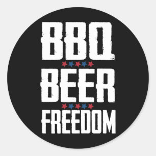 Redonda Bbq Beer Freedom Pegatina
