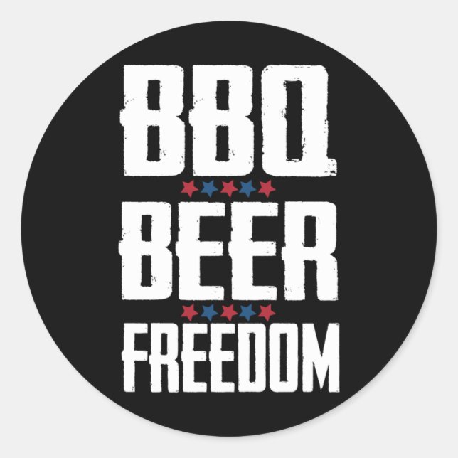 Redonda Bbq Beer Freedom Pegatina (Anverso)
