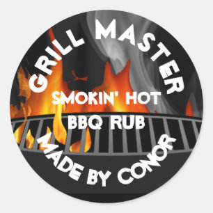 Redonda BBQ Grill Rub Smokin caliente Pegatina redondo clá