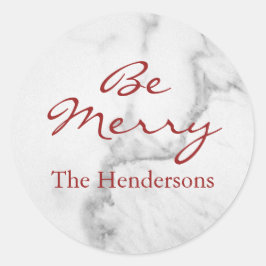 Redonda Be Merry Marble Holiday Pegatina