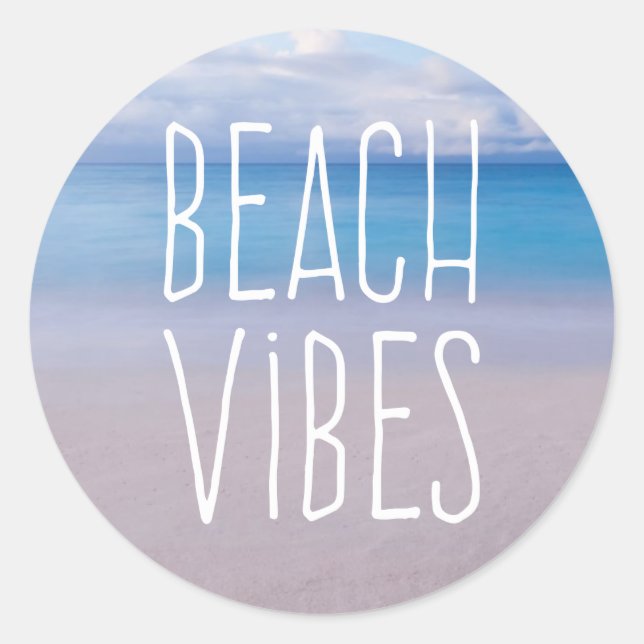 Redonda Beach Vibes Beautiful Ocean Beach Round Pegatina (Anverso)