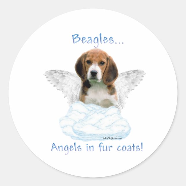 Redonda Beagle Angel - Pegatina (Anverso)