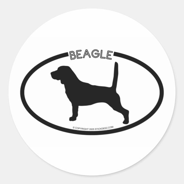 Redonda Beagle Silhouette Black Pegatina (Anverso)