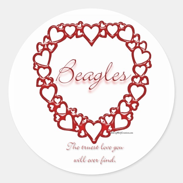 Redonda Beagle True Love - Pegatina (Anverso)