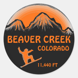 Redonda Beaver Creek Colorado naranja pegatina de arte de