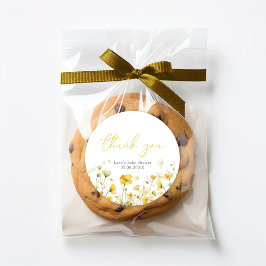 Redonda Bebé Amarillo En Pegatina De Favor De La Ducha Flo