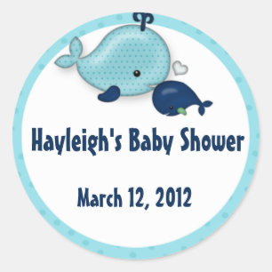 Redonda Bebé de ballena pequeña mami Pegatina del beso