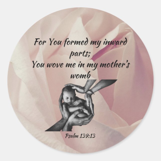 Redonda Bebé en manos Clásico Pegatina Redondo (Anverso)