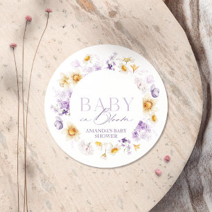 Redonda Bebé en un Pegatina de Baby Shower en Bloom