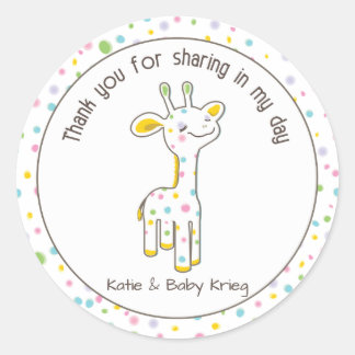 Redonda Bebé Giraffe Pegatina Baby Shower Favorito {Neutra