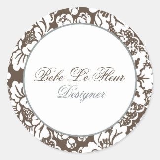 Redonda Bebe Le Fleur Brown Damask Moda Pegatina redondo