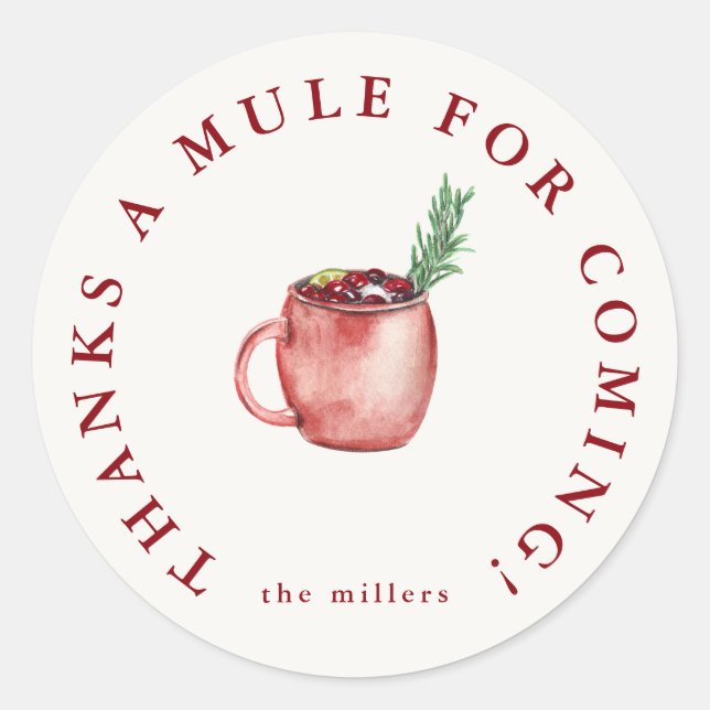 Redonda Bebida festiva Gracias Pegatina (Anverso)