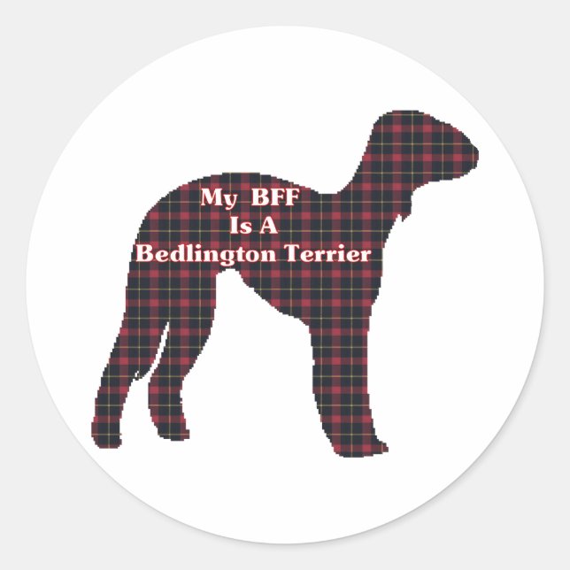 Redonda Bedlington Terrier BFF Pegatina (Anverso)