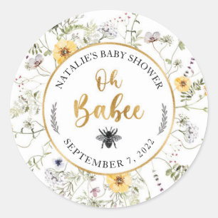 Redonda Bee Baby Shower Favor Pegatina