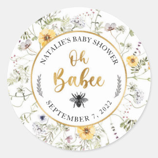 Redonda Bee Baby Shower Favor Pegatina